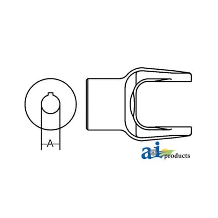 A & I Products Implement Yoke, Round Bore 1 1/2" w/ 3/8" Keyway & Tapped Hole 6" x4" x3" A-W329049